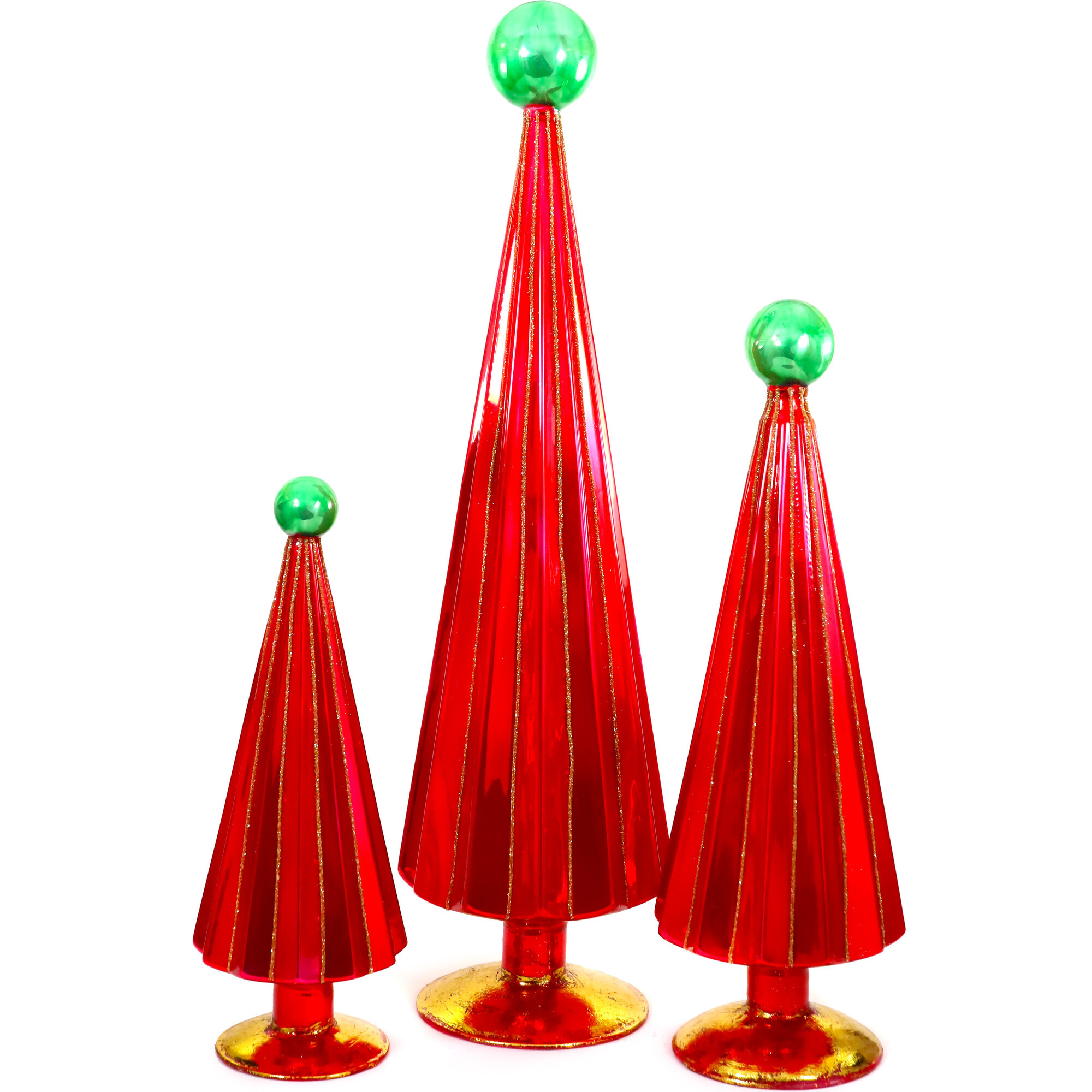 Pleated Tree, Red Green Set of 3 | Maisonette