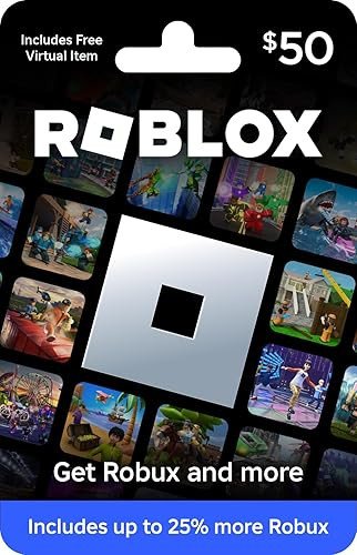 Roblox $50 Physical Gift Card [Includes Free Virtual Item] [Redeem Worldwide] | Amazon (US)