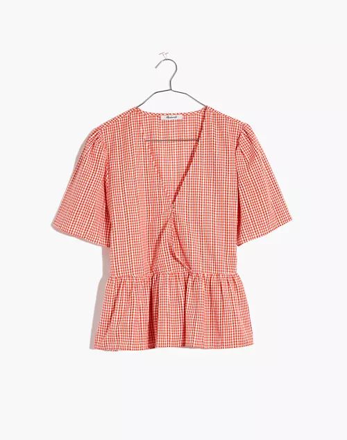 Crossover Peplum Top in Textured Gingham Check | Madewell