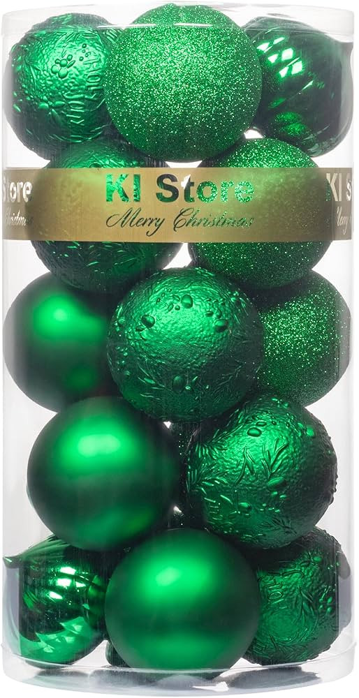 KI Store Green Christmas Balls 20pcs 3.15-Inch Christmas Tree Decoration Ornaments for Xmas Tree ... | Amazon (US)