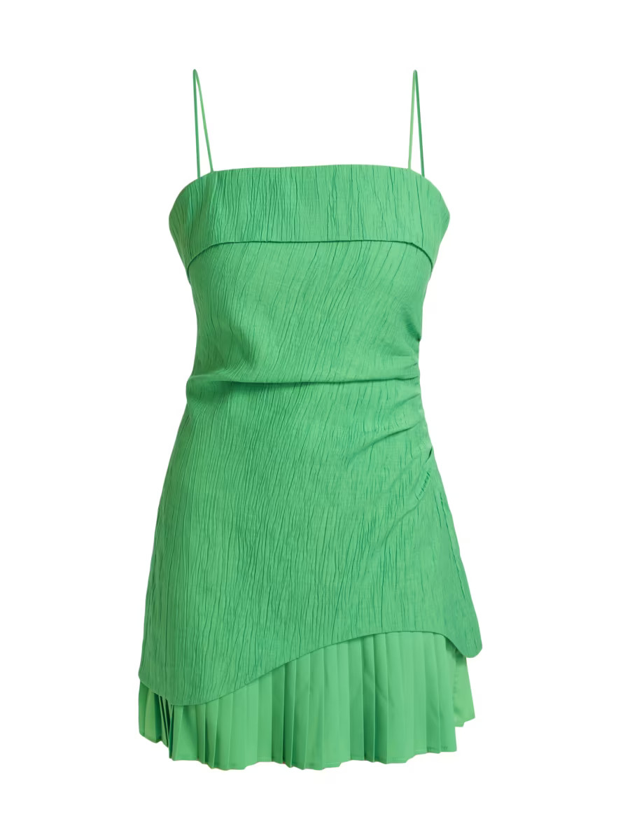 Lienna Crinkled Plissé-Hem Minidress | Saks Fifth Avenue
