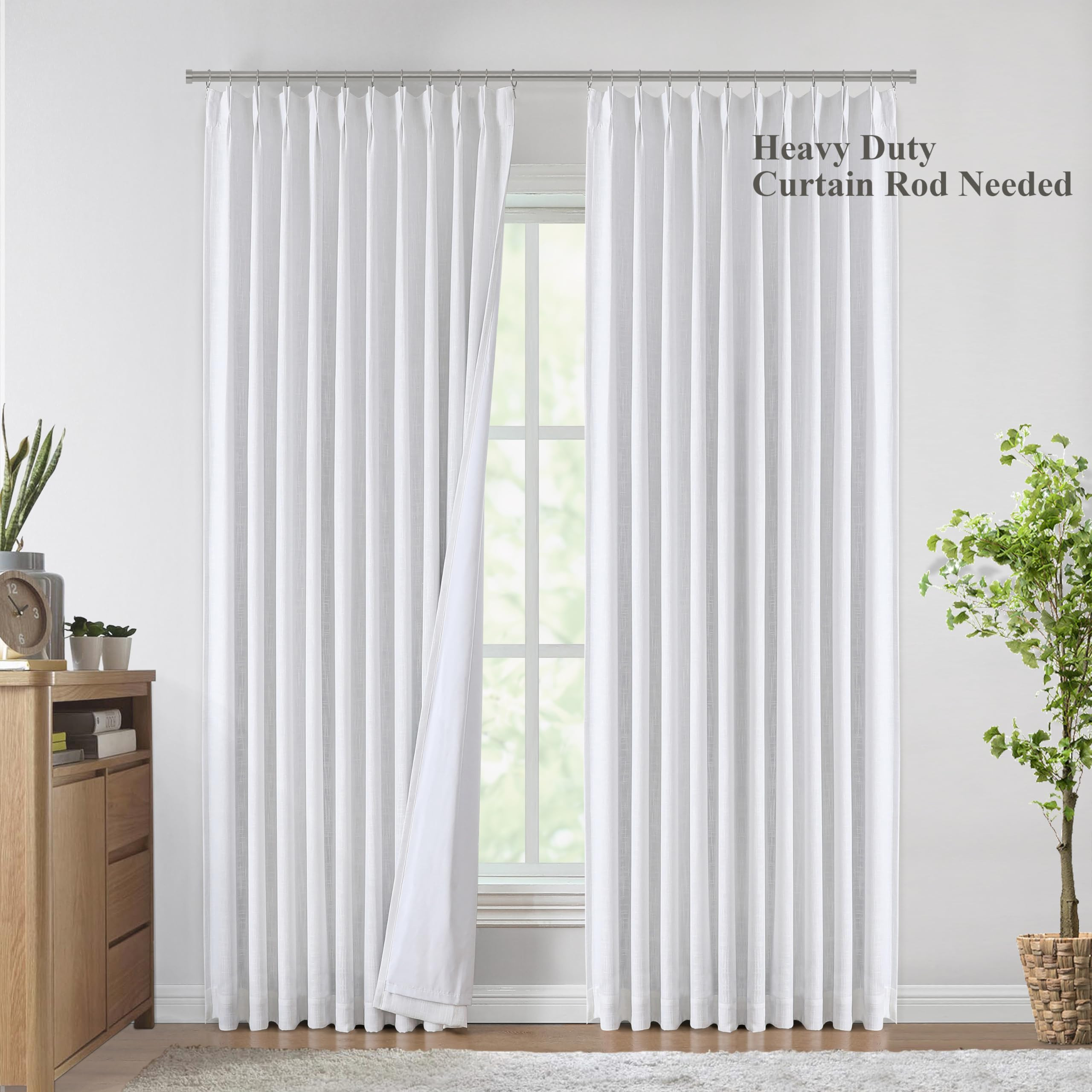 Vision Home White Pinch Pleated Full Blackout Curtains 60 inch Wide Thermal Insulated Window Pane... | Amazon (US)
