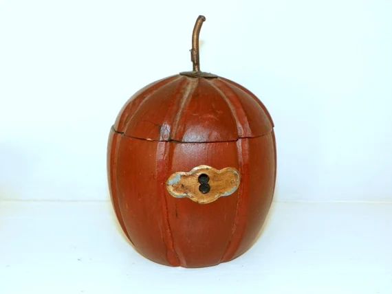 Vintage Tea Caddy, Wooden Pumpkin Box, Thanksgiving Decor, Fall Decoration | Etsy EU