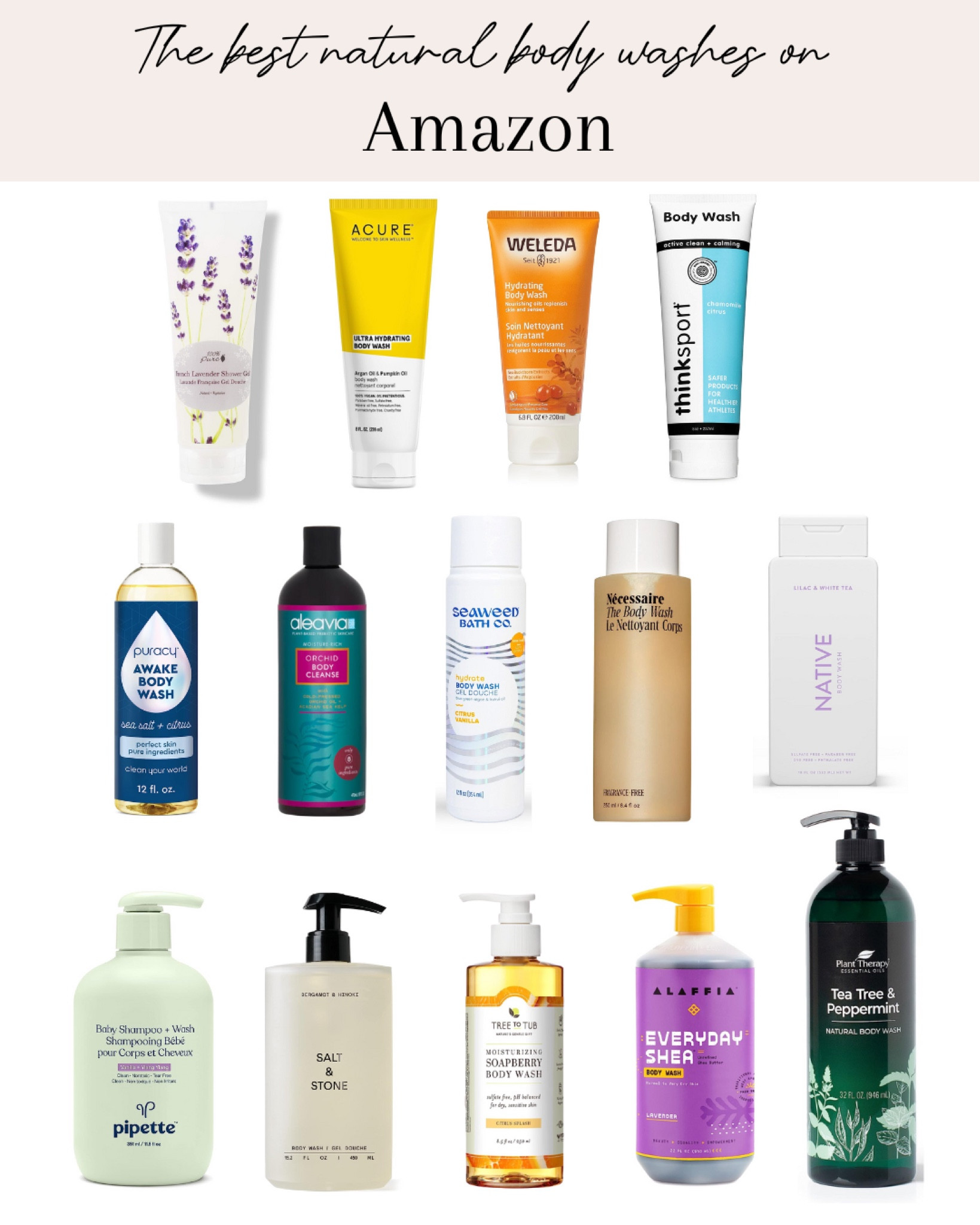 The best clean non-toxic body washes on Amazon!
.
.
.
Body wash, clean, nontoxic, clean ingredients, ewg verified, 100% pure, acure, weleda, thinksport, piracy, aleavia, seaweed bath co., necessaire, native, pipette, salt and stone, tree to tub, alaffia, plant therapy 

#LTKFind #LTKfamily #LTKunder50