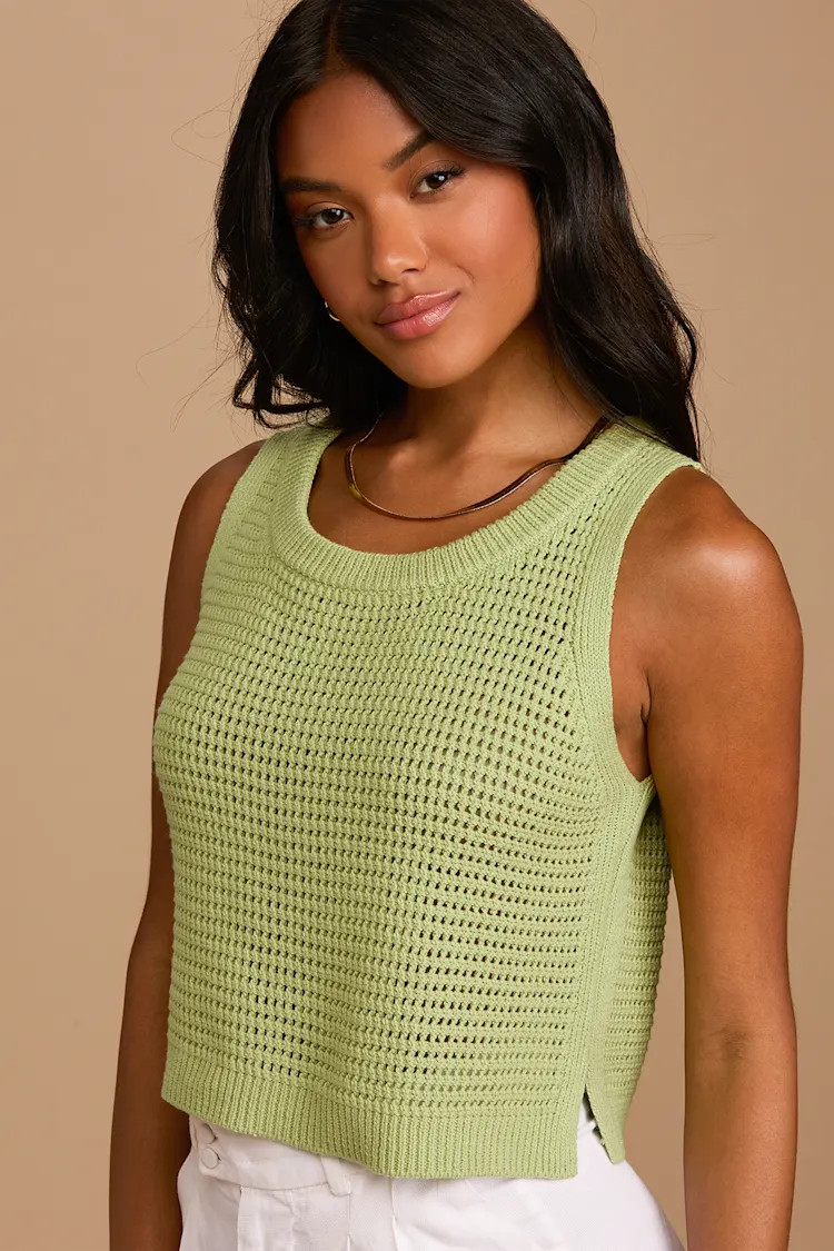 Get the Look Lime Green Loose Knit Sweater Tank Top | Lulus