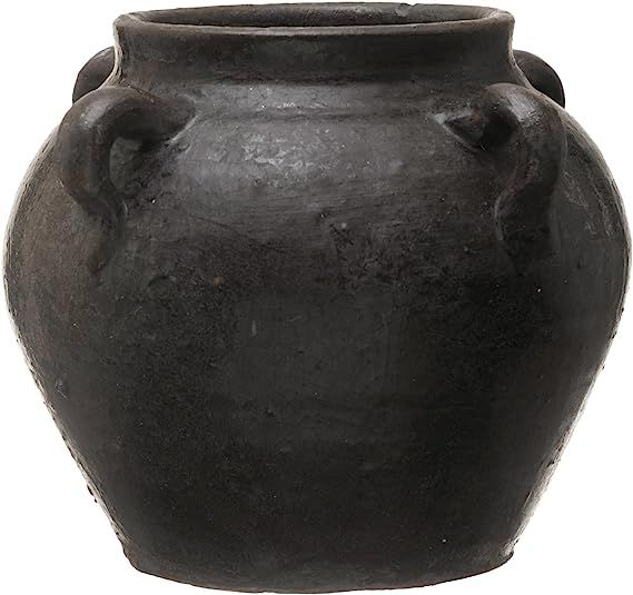 Creative Co-Op Found Decorative Clay Jar, Distressed Black, 7'' | Amazon (US)