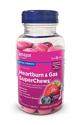 Amazon Basic Care Heartburn & Gas SuperChews Chewable Tablets, Fast-Acting Relief, Mixed Berry, 82 Count (Previously SoundHealth) | Amazon (US)
