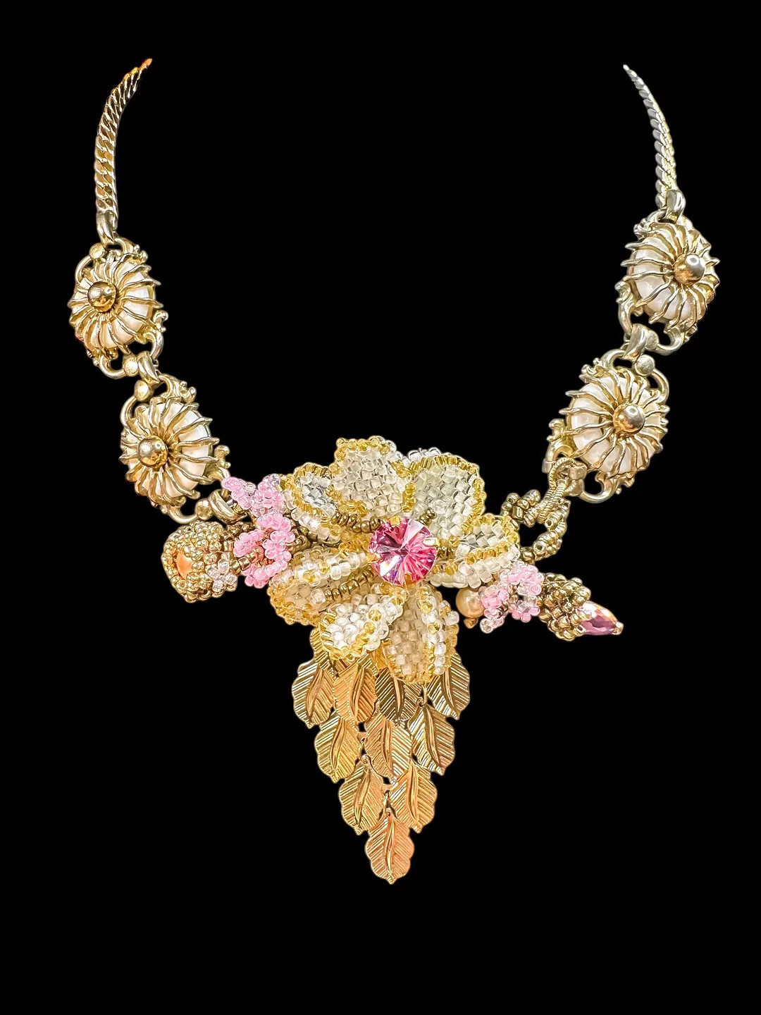 She Didn’t Rush This — Hand Beaded Artisan Brooch on 1950s Vintage Collar | Etsy (US)