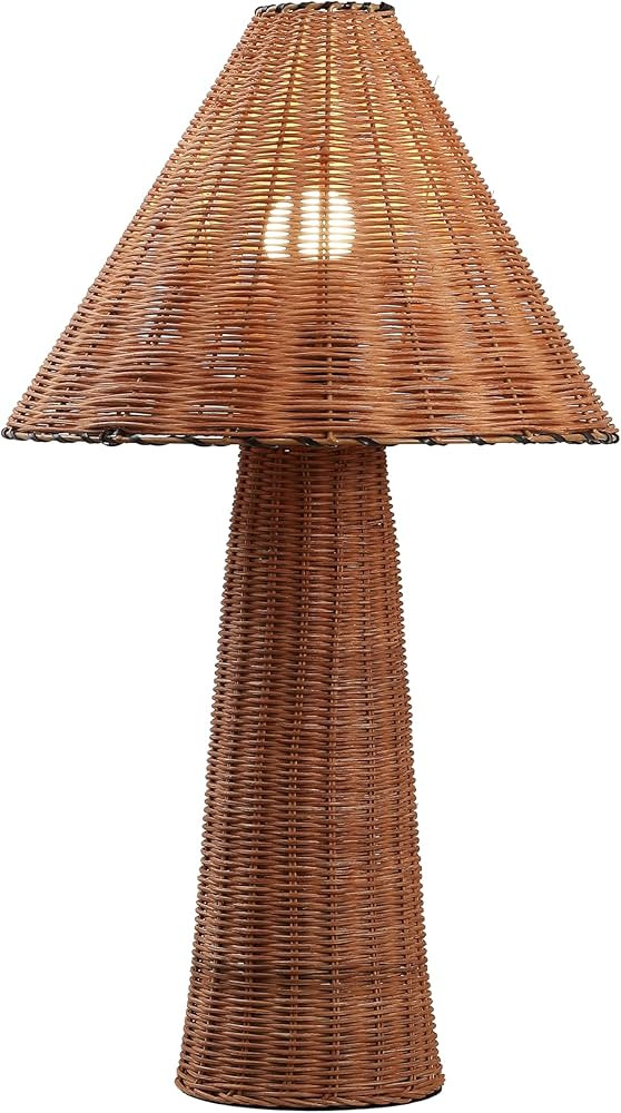 JONATHAN Y 26.5" Dark Brown Modern Coastal Woven Rattan Table Lamp, Scandinavian Minimalist Taper... | Amazon (US)