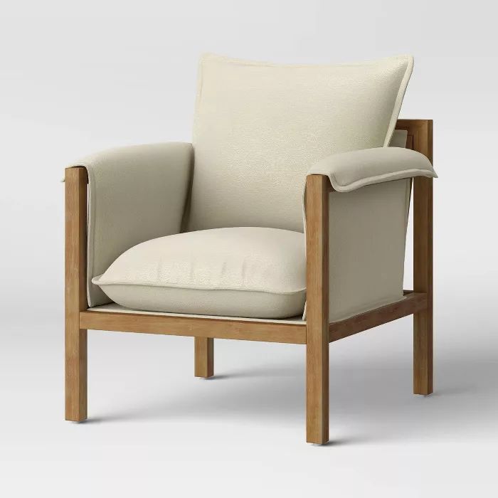 Archdale Wood and Upholstered Accent Chair - Cream - Threshold&#8482; | Target