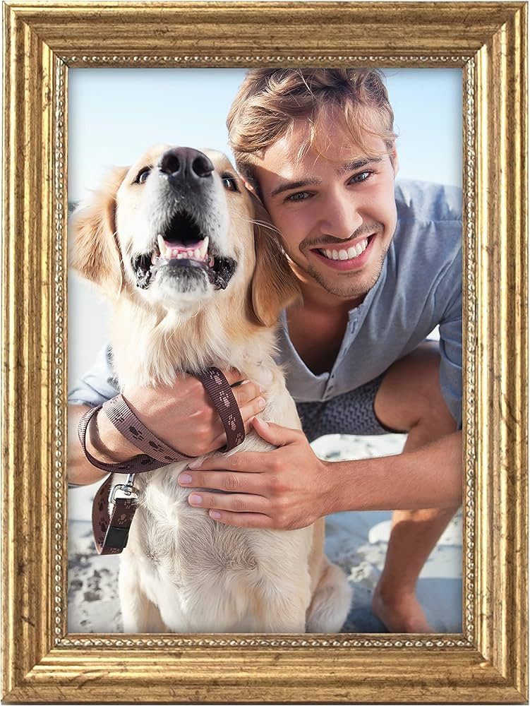 Malden International Designs 2177-57 Classic Wood Picture Frame, 5x7, Gold | Amazon (US)