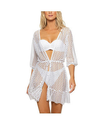Guria BeachwearWomen's Lattice Front Tie Ruffle Hem Cover-up | Macy's