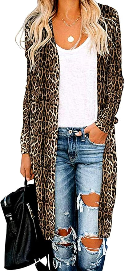 Women's Casual Long Open Front Drape Lightweight Duster High Low Hem Maxi Long Sleeve Cardigan(S-... | Amazon (US)