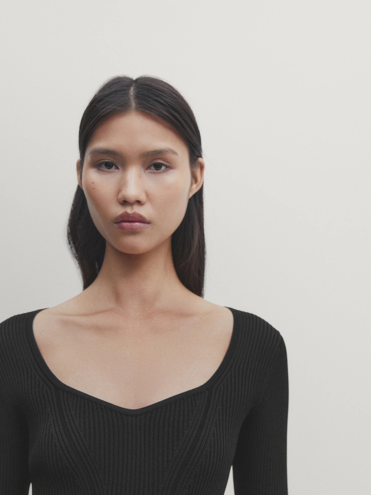 Knit sweetheart neckline sweater - Studio - Massimo Dutti United Kingdom | Massimo Dutti UK