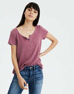 AE Short Sleeve Henley T-Shirt | American Eagle Outfitters (US & CA)