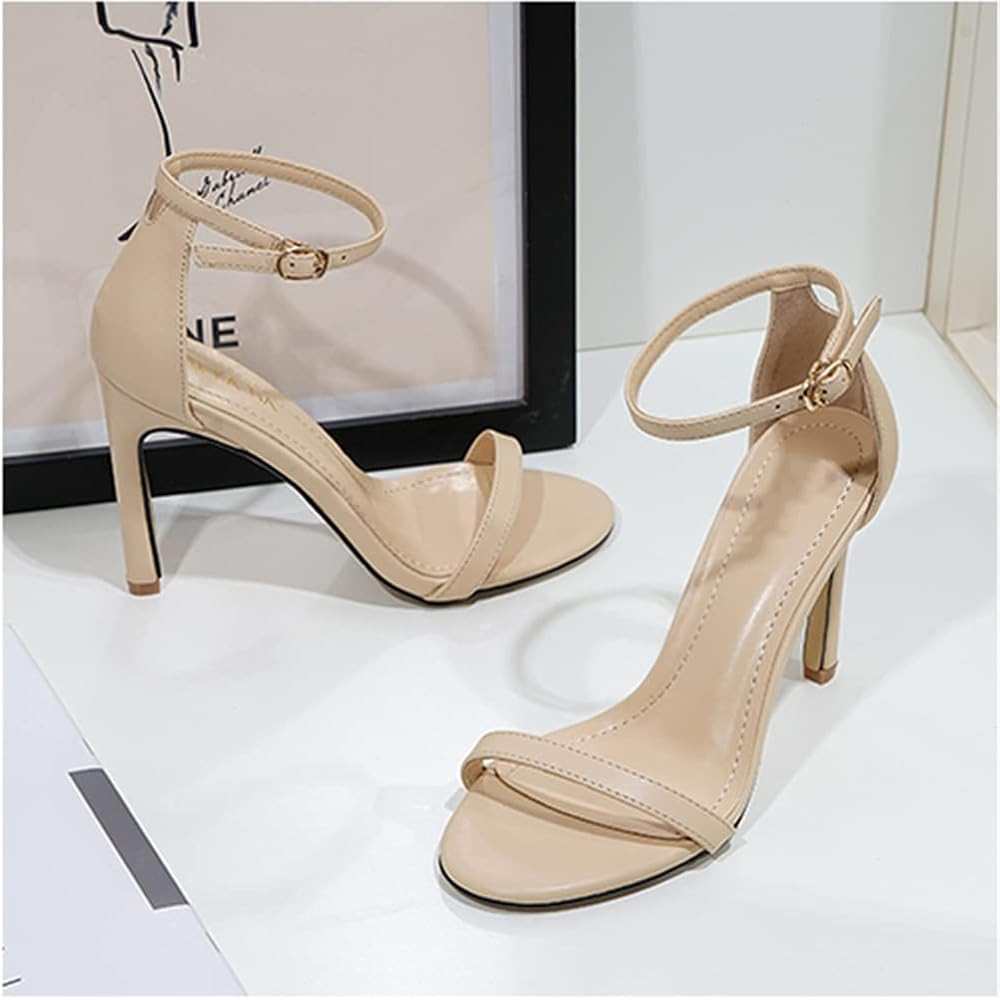 ALLINNINE Women's Ankle Strap High Stiletto Heels Pumps Heeled Sandals Heel Height 100mm | Amazon (US)