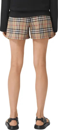 Burberry Audrey Check Side Stripe Stretch Cotton Shorts | Nordstrom | Nordstrom