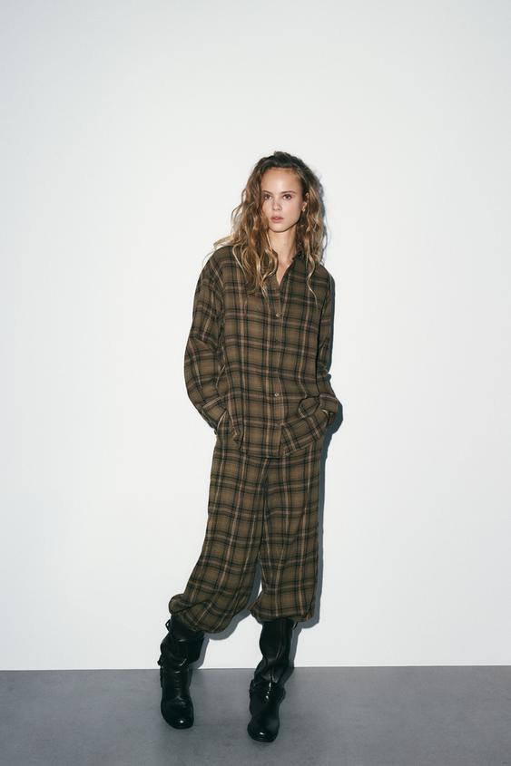 PLAID BALLOON PANTS | Zara US