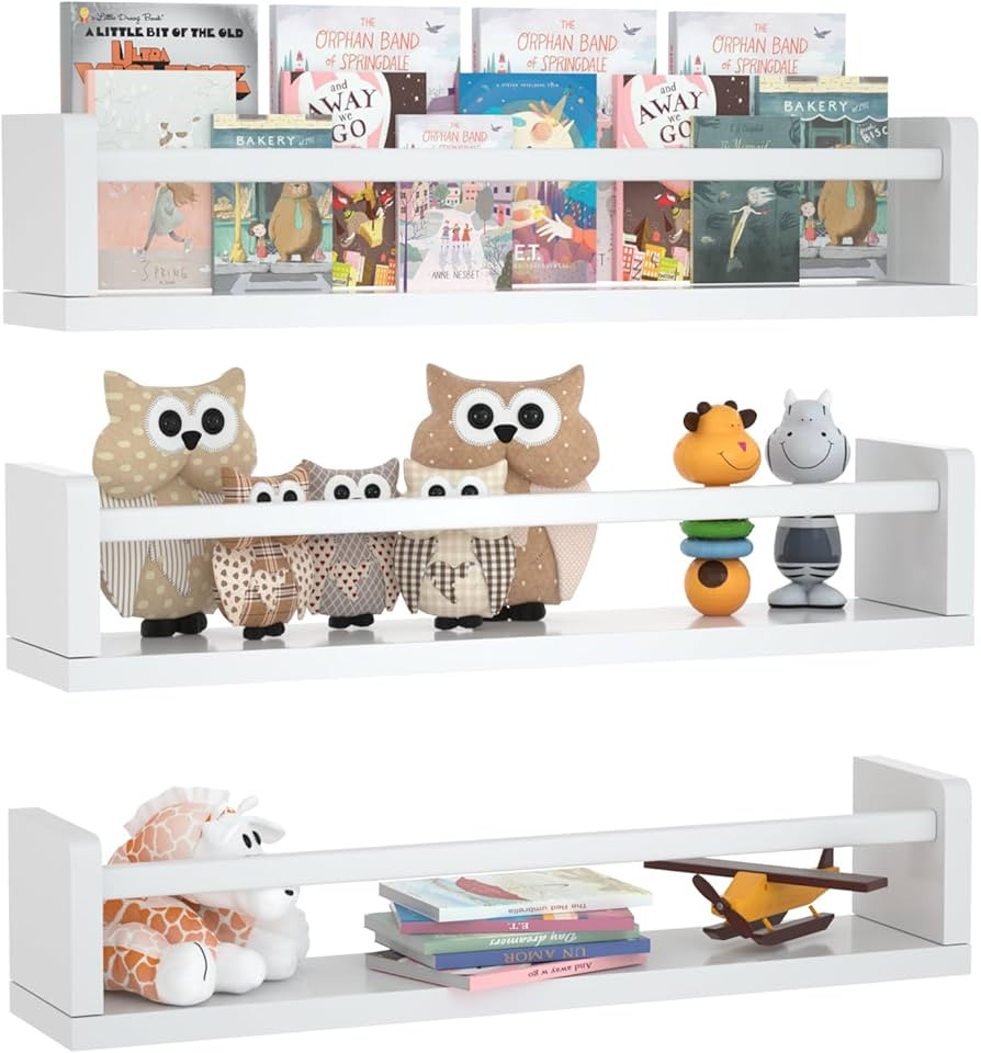Nursery Floating Shelves for Kids Room, Wall Book Shelves for Kitchen Living Room, Book Shelf Wal... | Amazon (US)