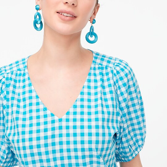 Cotton V-neck puff-sleeve top | J.Crew Factory