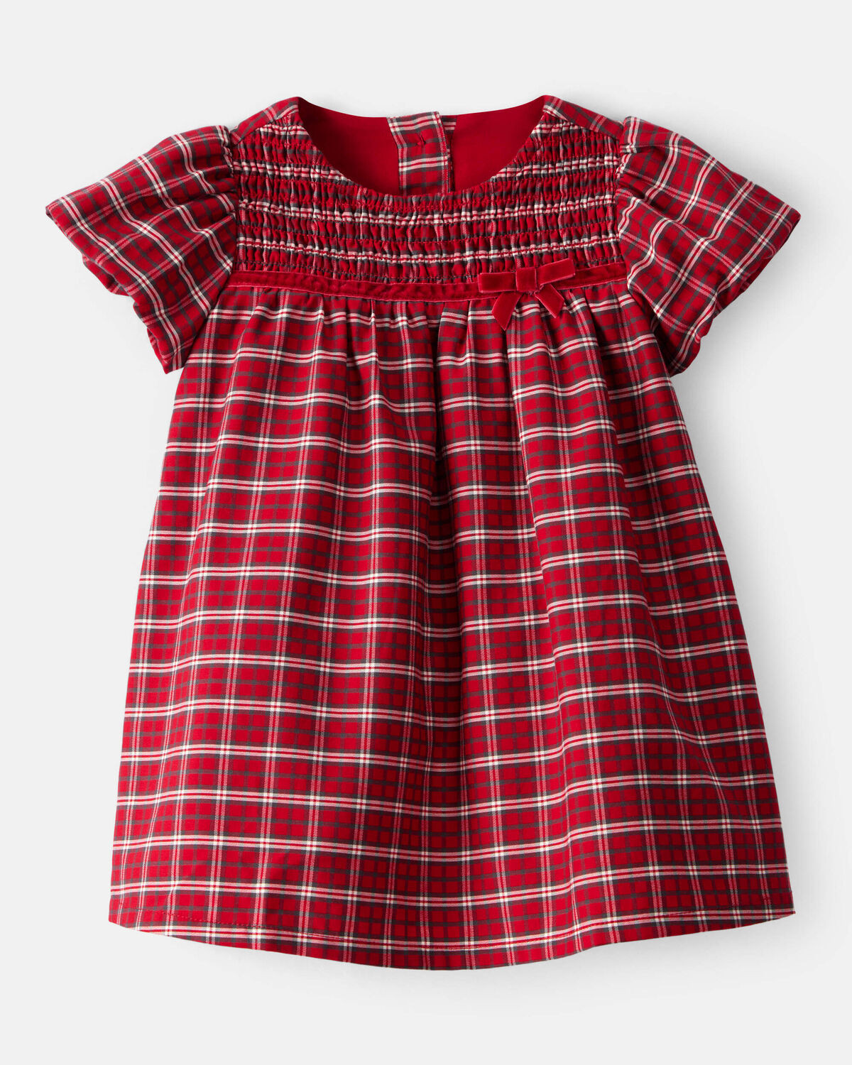 Baby Girl Special Occasion Plaid Print Short-Sleeve Dress - Red | Carter's Inc