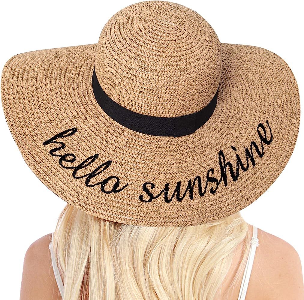 Womens Straw Hat Sun Hat for Women Beach Cap Summer Hats UV Protection UPF50+ | Amazon (US)
