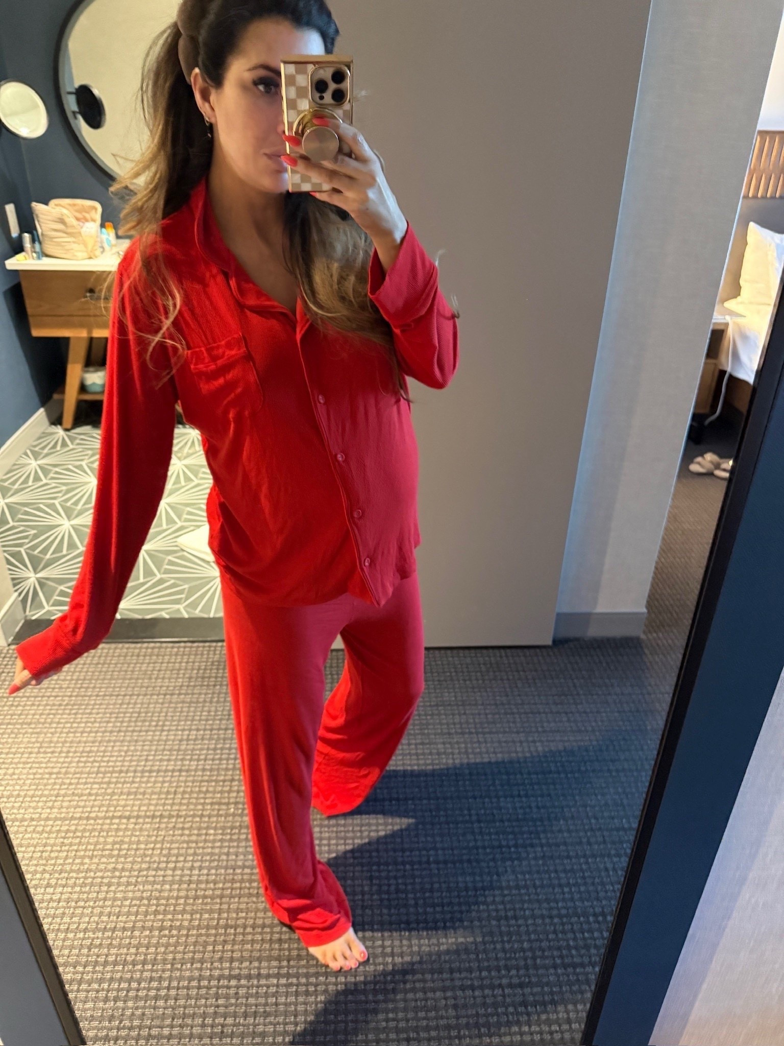 Wearing a size medium in Skims pjs! ❤️ I have a lookalike pair from amazon that look and feel the exact same for half the cost! Skims, Ribbed pajamas, Skims pajamas, Amazon lookalike, Amazon finds, Amazon fashion, Red pajamas, Emily Ann Gemma

#LTKSeasonal #LTKootd