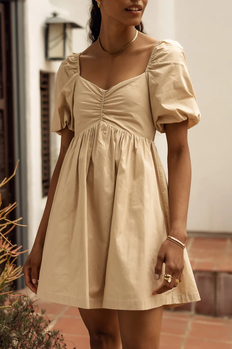 Brynne Mini Dress in Tan | Böhme US