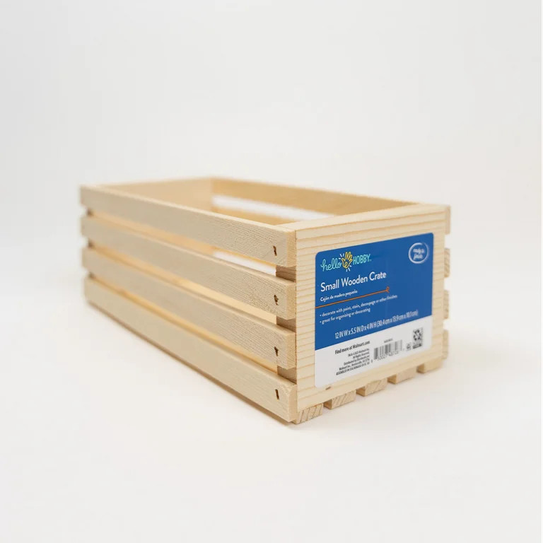 Unfinished Wood Crate, 12 in x 5.5 in X 4 in - Walmart.com | Walmart (US)