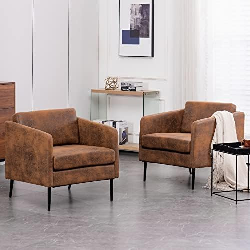 VINGLI Wide Barrel Chairs, Accent Club Chairs Set of 2 for Bedroom, Living Room Arm Chairs Corner... | Amazon (US)