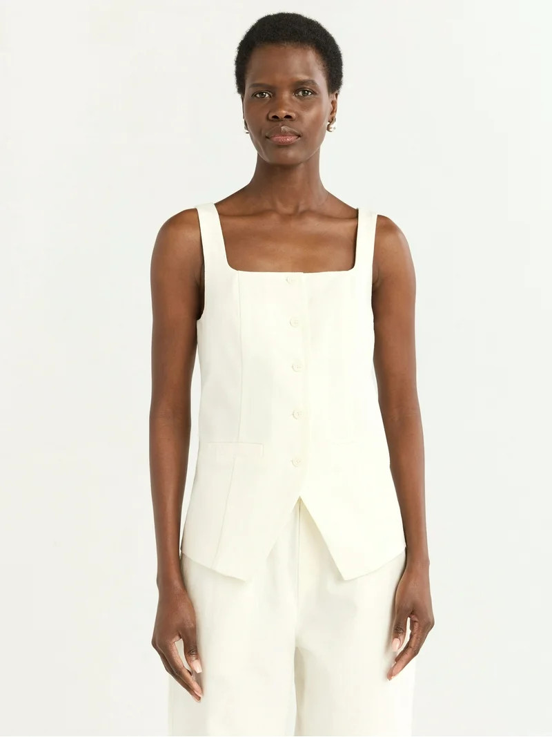 Scoop Women's and Women's Plus Linen Blend Longline Vest, Sizes XS-4X | Walmart (US)