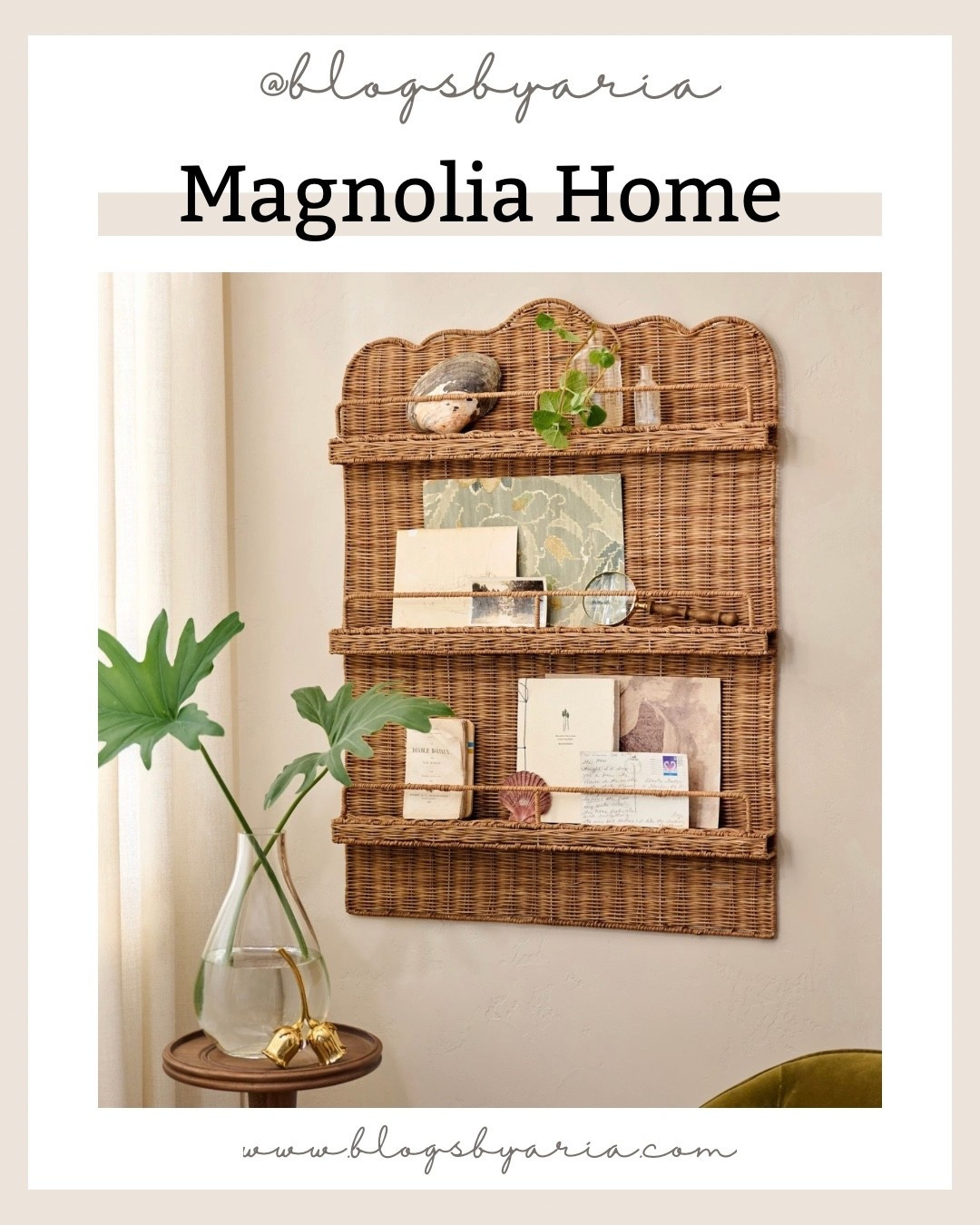 New from Magnolia Home!! Robin Woven Rattan Display Shelf with three textured shelves and a sweet scalloped edge

#LTKHome