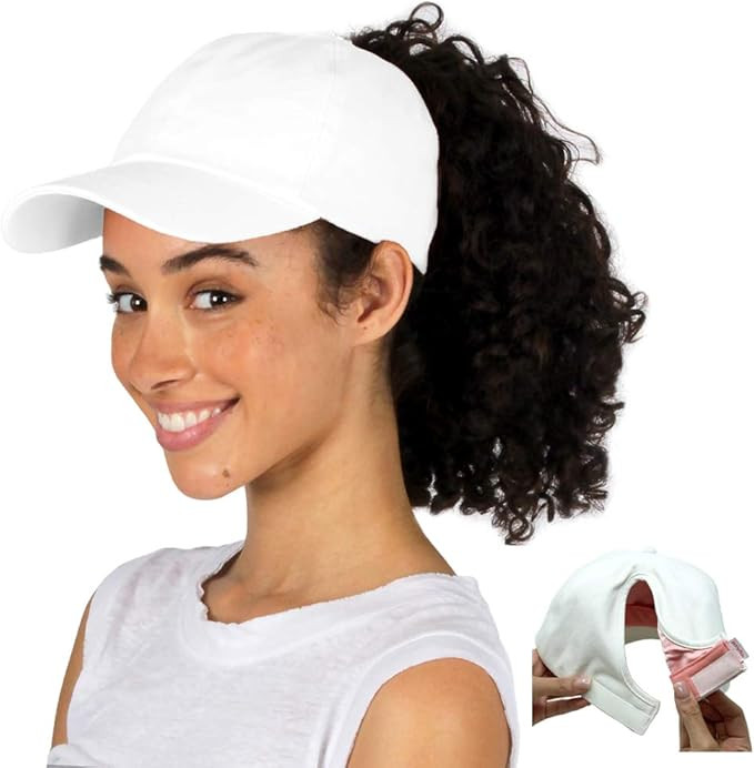 Ponyflo Satin-Lined Ponytail Cap - Designed for Women with Curly Hair, Ponytail Hats for Women, C... | Amazon (US)