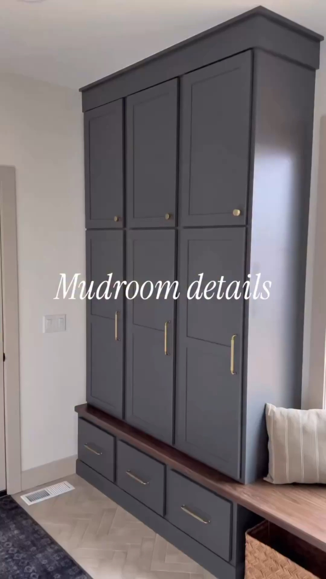 Locker details below: ✨

Locker dimensions: 
BOYS’ LOCKERS
20” wide x 108” tall 
(Shoe drawer 18” tall, lockers 83” tall)

PARENT LOCKERS
33” wide x 108” tall 
(Shoe drawer 18” tall, lockers 83” tall)

BENCH
68” long with 22 3/16” wide storage sections

Let me know if you have any other questions I can answer!

#LTKHome