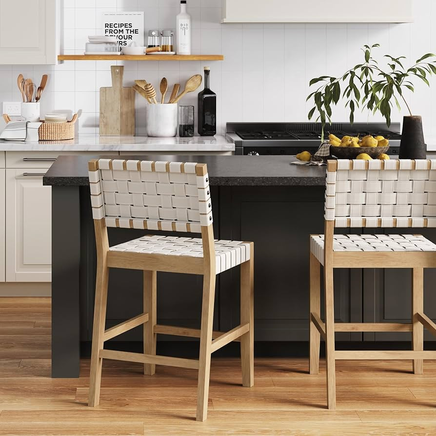 Nathan James Cohen Mid Century Modern Bar Stool, Upholstered Faux Leather Counter Stool with Back... | Amazon (US)