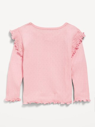 Long-Sleeve Ruffle Pointelle Top for Toddler Girls | Old Navy (US)