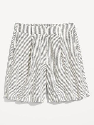 Extra High-Waisted Striped Trouser Shorts for Women -- 6-inch inseam | Old Navy (US)