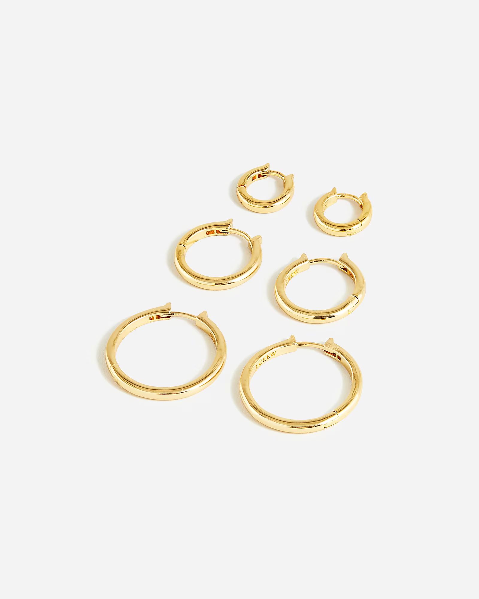 Set-of-three small hoop earrings | J.Crew US