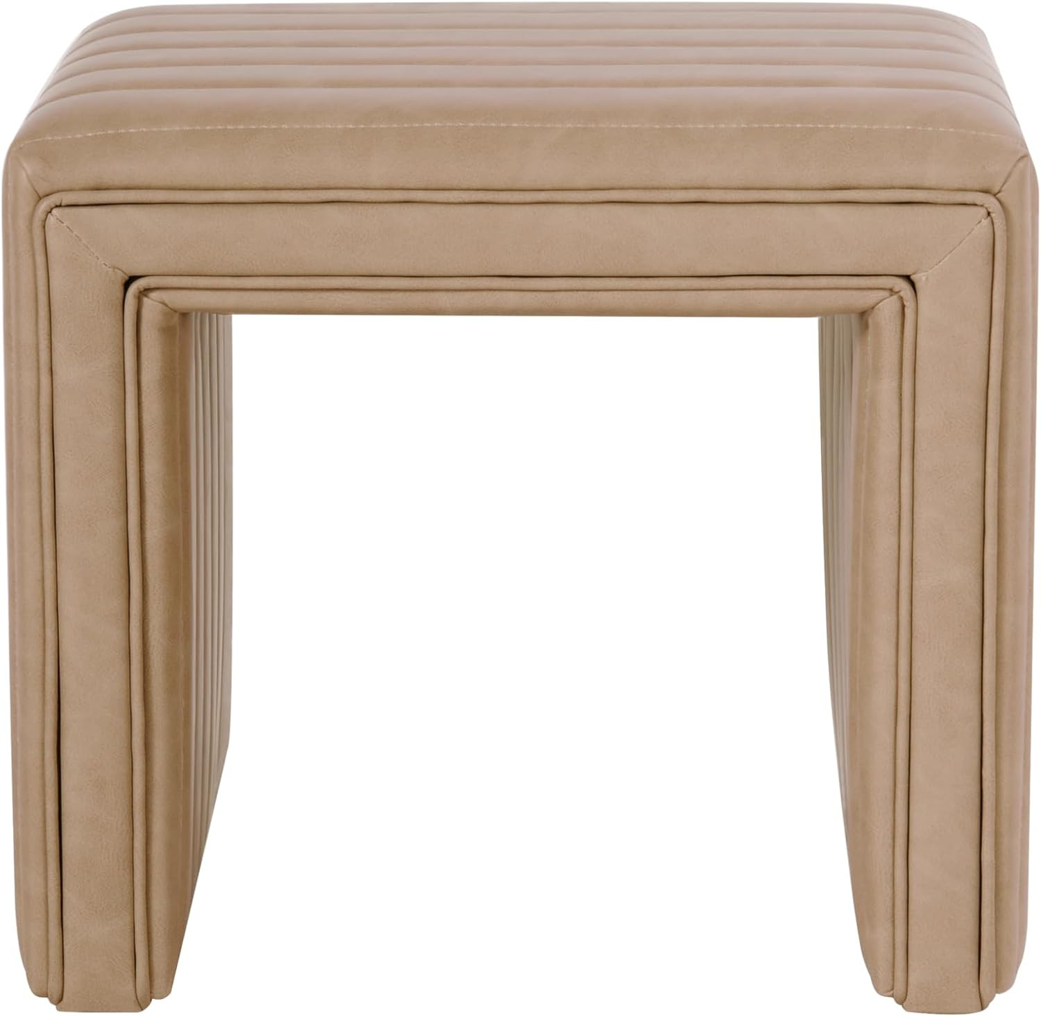 HomePop 19" Modern Channel Tufted Ottoman - Sand Faux Leather | Amazon (US)