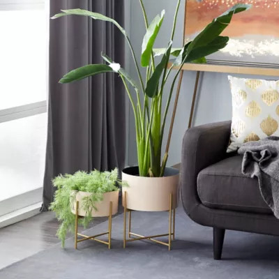 Harper & Willow Metal Indoor Outdoor Planter with Removable Gold Stand Set of 2 | Tractor Supply