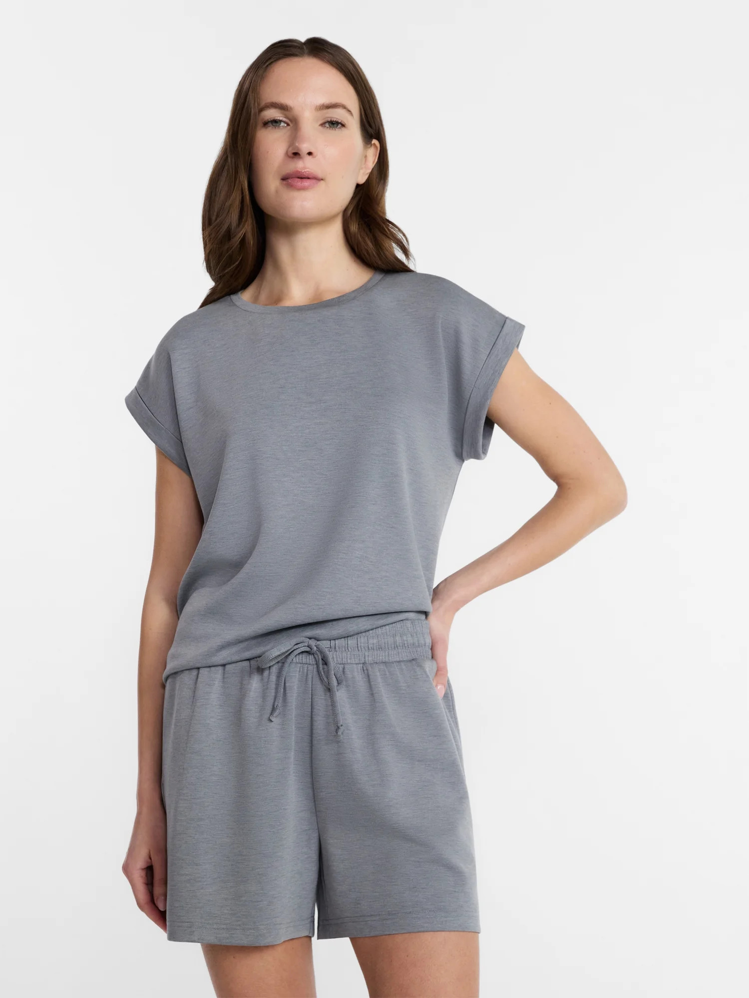 Lissome Women's 2-Piece Scuba Knit Lounge Set with Top and Shorts, Sizes S-4X | Walmart (US)