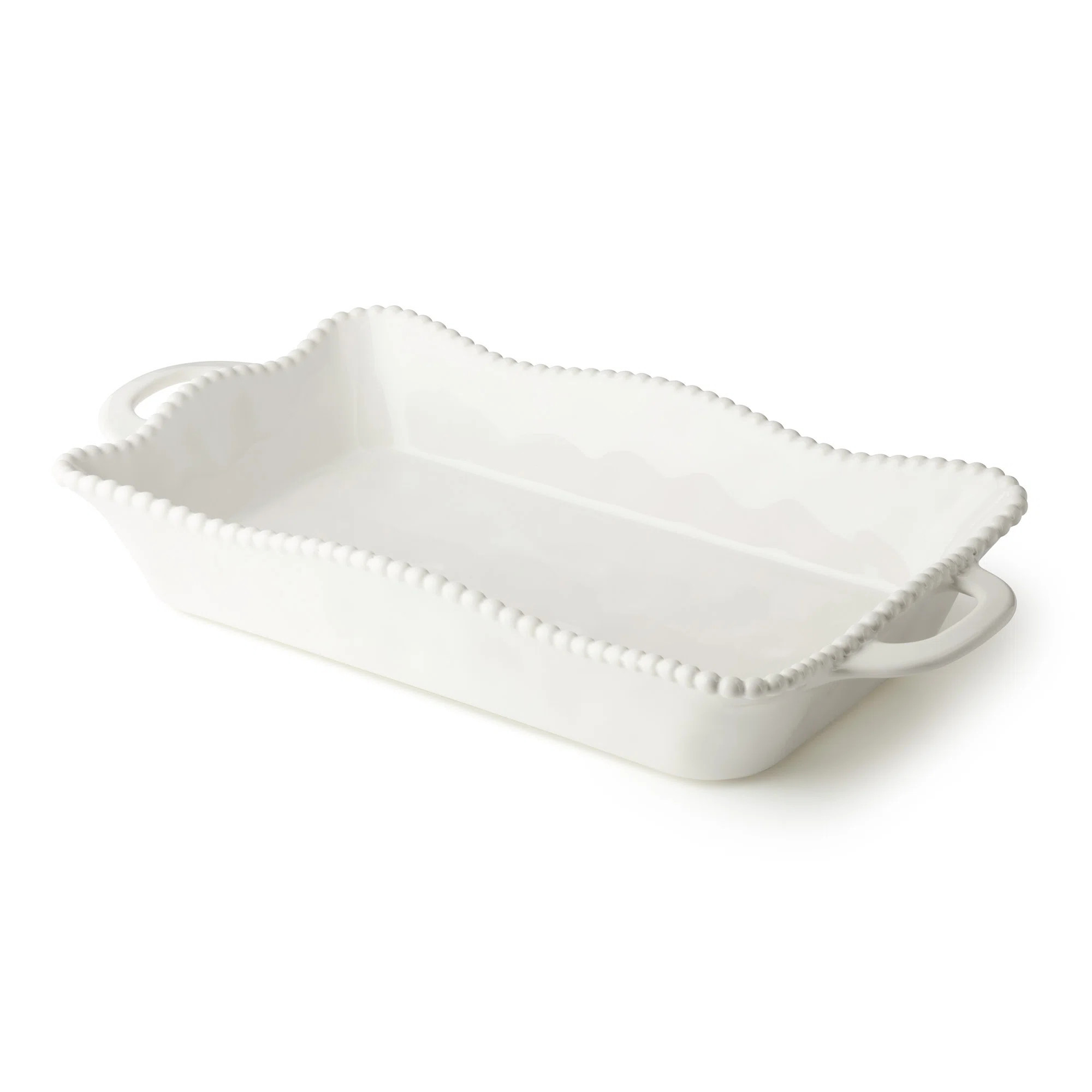 Perlette Cream Large Rectangular Ceramic Baker 19 x 10 Inch Scalloped Oven to Table Stoneware Bakeware with Beaded Rim Elegant Farmhouse Bake Dish for | Wayfair North America