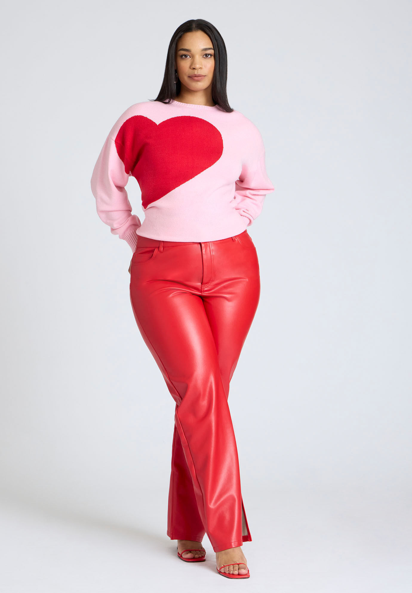 Slit Hem Faux Leather Pant | Eloquii