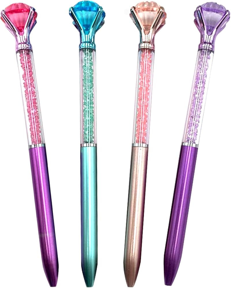 Diamond Pens Pack of 4 Cute Ballpoint Pens Retractable Ballpoint Pen gem pens Rhinestones Crystal... | Amazon (US)