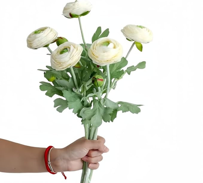 5Pcs 19.6" Artificial Ranunculus Flowers Real Touch Stem Ranunculus Artificial Flower Silk Flower... | Amazon (US)