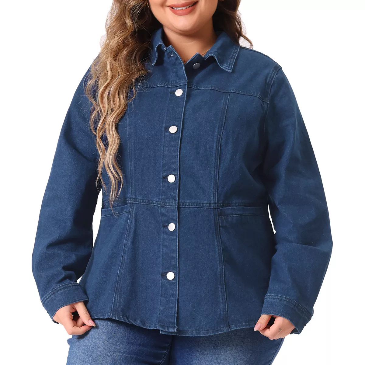 Agnes Orinda Women's Plus Size Denim Classic Button-Up Solid Color Jean Jackets | Target