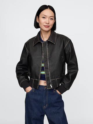 Vegan Leather Bomber Jacket | Gap (US)