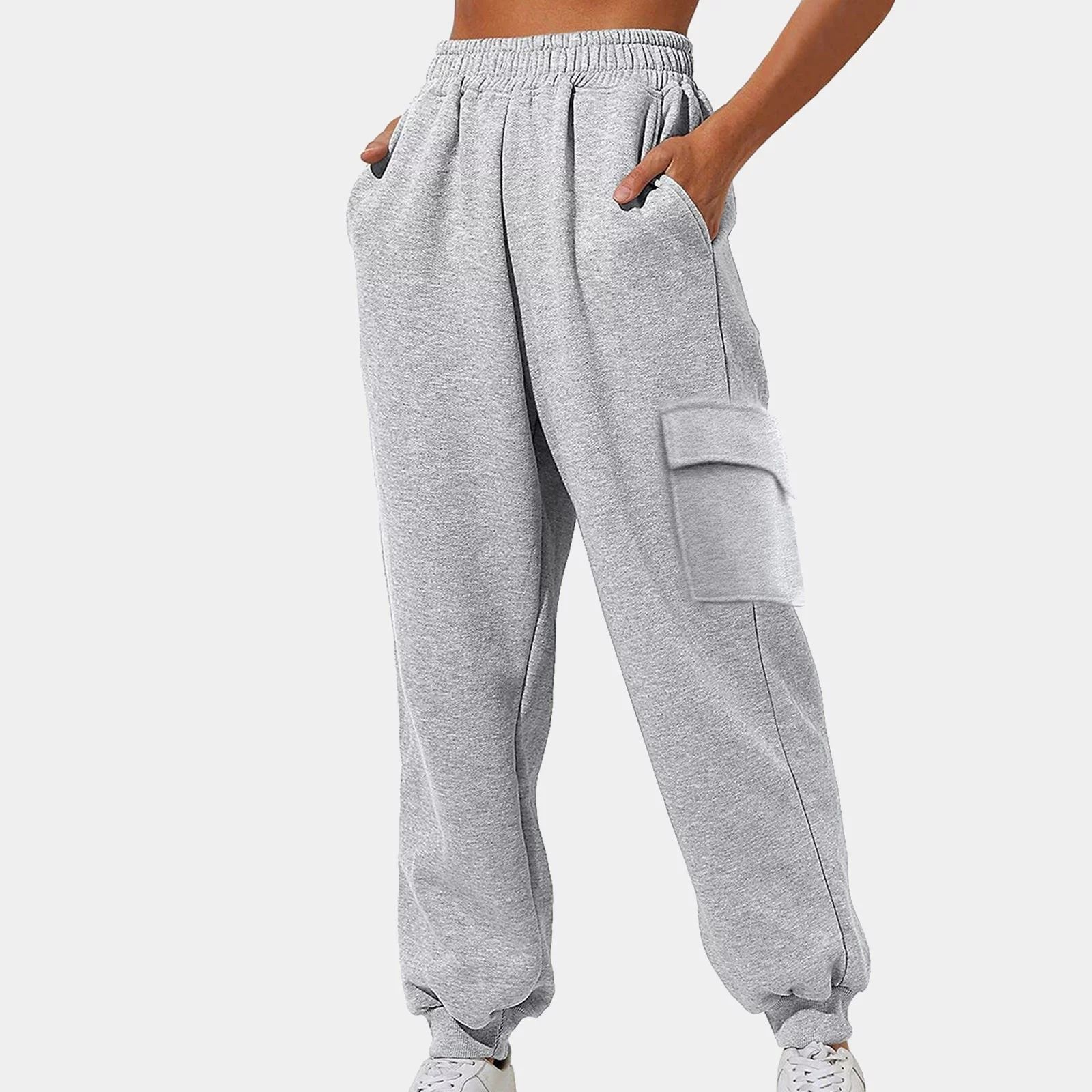 Cargo Sweatpants Women Casual Baggy Fleece Lined High Waisted Joggers Pants Wide Leg y2k Streetwe... | Walmart (US)