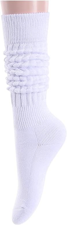 Zmart Slouch Socks Women, Girls Scrunch Socks,Warm Winter Thick Knit Red Orange Socks for Women | Amazon (US)