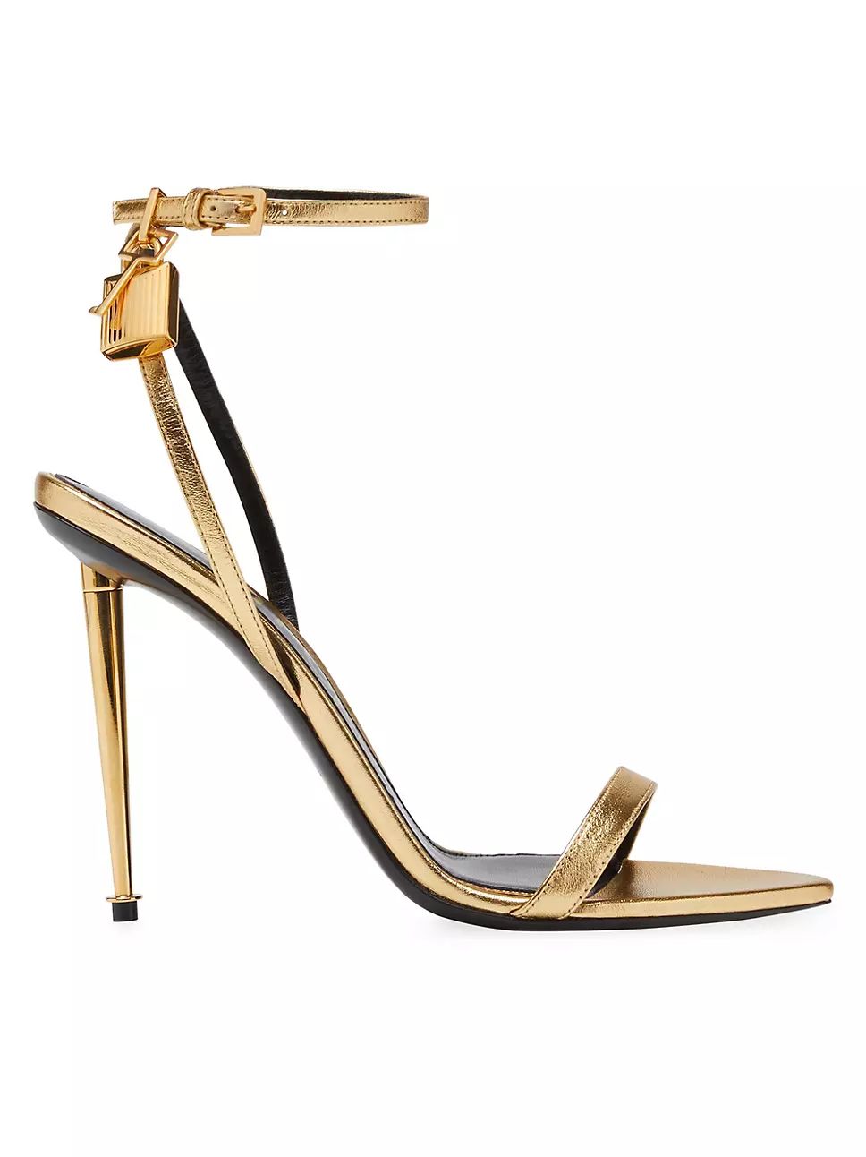 TOM FORD Padlock 105 Metallic Leather Point-Toe Ankle-Strap Sandals | Saks Fifth Avenue